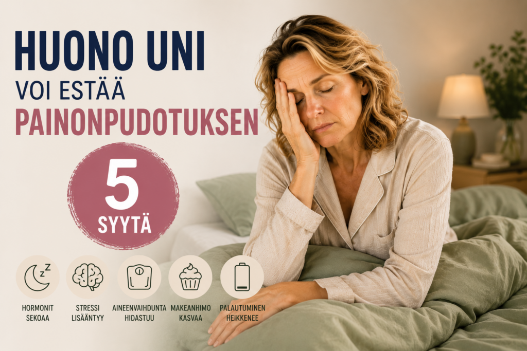 Huono uni voi estää painonpudotuksen – 5 syytä 40 plus naisella